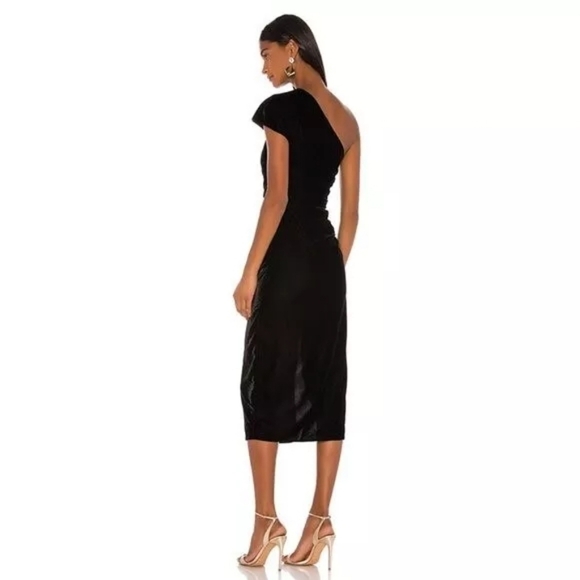 NWT NBD Revolve Selene Velvet One Shoulder Front Slit Midi Dress, Size XL - Picture 3 of 9